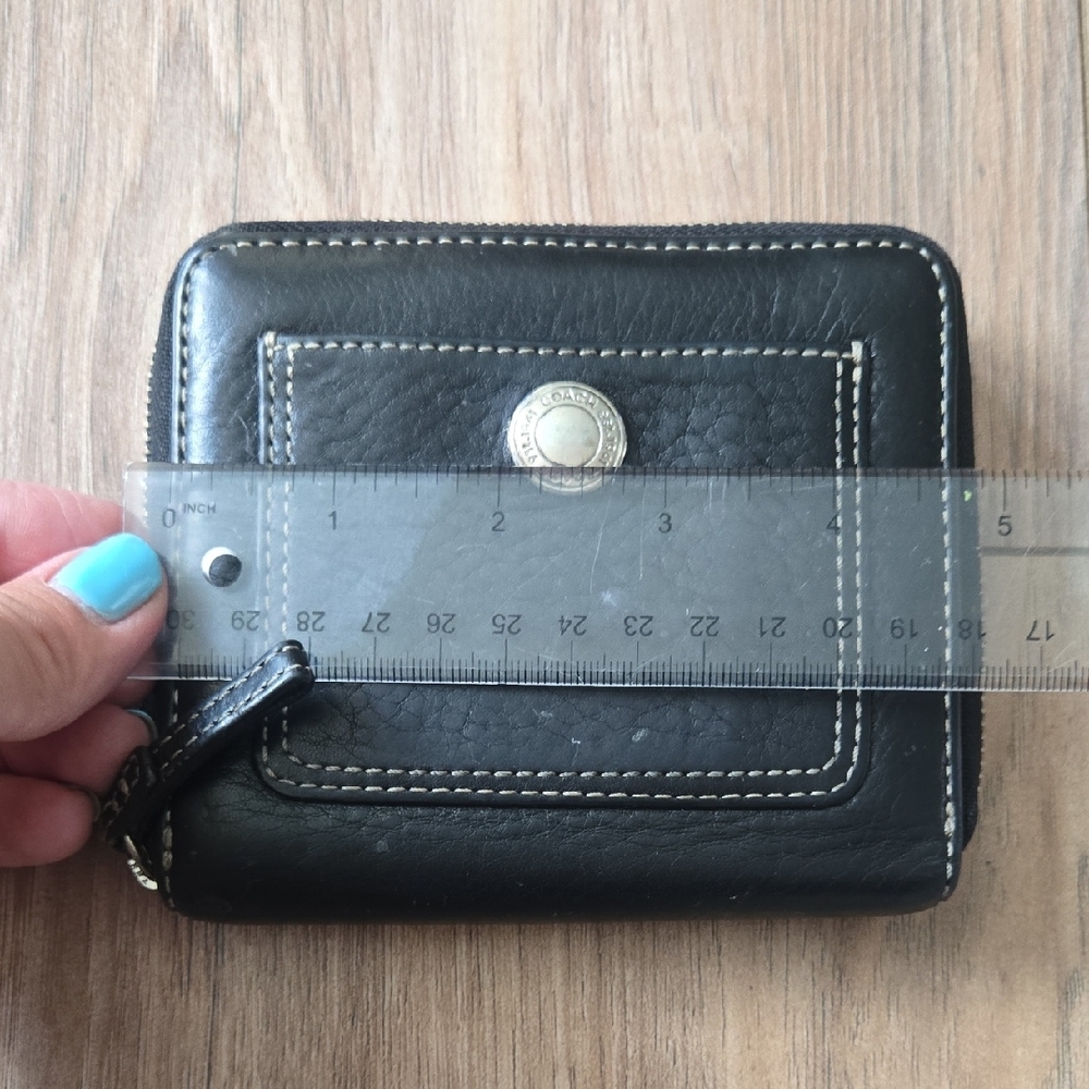 Black Leather Coach Wallet with Stitching - Picture 2 of 7